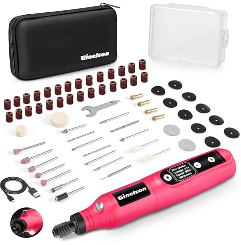 GINELSON Mini Cordless Rotary Tool, USB Charging, 5-Speed Rotary Tool Kit with 70 Accessories, Multi-Purpose 3.7V Power Multi Tool for Sanding, Polishing, Drilling, Etching, Engraving, Cutting, DIY