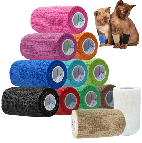 ANAMPION 12 Rolls Self-Adhesive Football Sock Tape 7.5cm x 4.5m(Mix Color) | Self Adherent Cohesive Bandages Wrap First Aid Athletic Sports Tape for Wrist Ankle Pet & Vet Wrap for Dogs, Horse