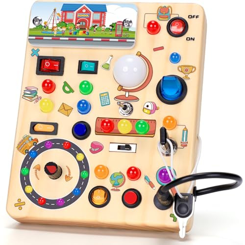 Montessori Spielzeug Busy Board ab 1 Jahr Activity Board aus Holz-Schule