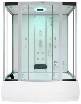 HOME DELUXE - Doccia a vapore DIAMOND - bianco, dimensioni: 170 x 90 x 220 cm - inclusa radio, doccia a pioggia e accessori completi I sauna a vapore, vasca da bagno, idromassaggio, doccia