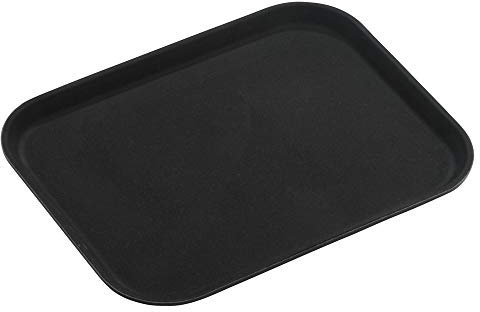 35 PN-1014 x 25 cm, rutschfestes Tablett, rechteckig, Kunststoff, schwarz, Gastronomie, Restaurant Pub Bar