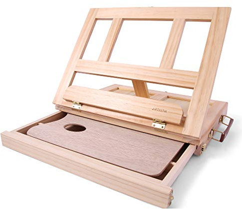 Desk Easel - Table Desk Top Easel Box with Art Supply Storage Drawer, Adjustable Easel for Painting, Drawing & Sketching