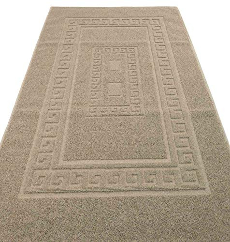 Casatessile Tappeto e Set da Bagno in Spugna con Rete Antiscivolo Torino Assorbente e Facile da Lavare - Beige, 60x120 cm.