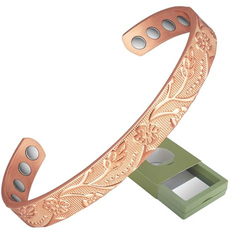 YINOX Kupfer-Armband für Arthritis, 16,5 cm, weibliches Gesundheits-Armband aus Kupfer mit Magnet