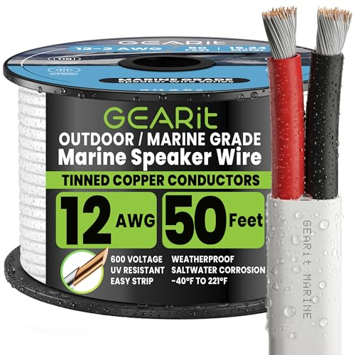 GEARit 12 Gauge Marine Wire, 12/2 AWG Tinned Copper Electrical Wire, 50ft
