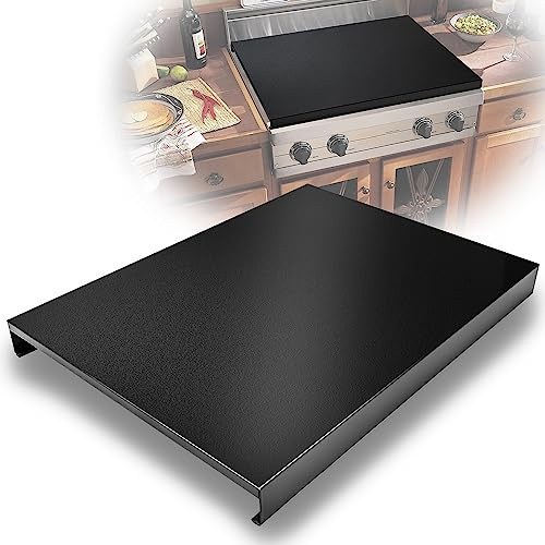 Gas Stove Cover Board, Resistance to Heat Range Covers for Gas Stove, Large Black Stove Top Covers (L30’’ x W22'' xH2.75'') with Anti-slip Silicone Feet, Anti-collision Corner Guards