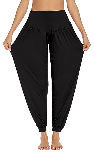 PINSPARK Yogabyxor, dam, långa haremsbyxor, sport, yogabyxor, curvy joggingbyxor, extra stor pluderbyxor, fritidsbyxor, eleganta sportbyxor