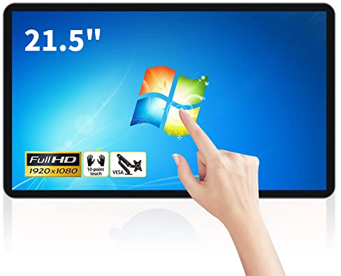 TouchWo Monitor Táctil 21.5 Industrial Todo-en-Uno con Pantalla Táctil, 16:9 resolución 1920 x 1080, WiFi, BT y Altavoces Incorporados Dual, Core i7, 8GB de RAM y 256GB de SSD para Windows 10