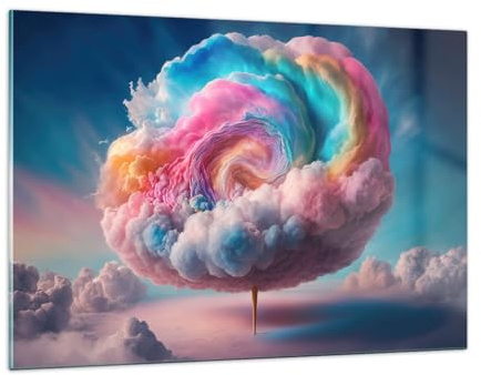 ARTTOR Decoracion Salon Pastel Nubes Azucarado Vidrios decorativos 120x80cm Cuadro Sobre Vidrio Moderno Cocina Cuadros Pared Impresiones Impresión en Cristal Wall Art Prints Grande XXL GAA120x80-6013