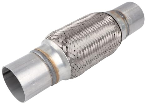 Aramox Tubo di Scarico Auto Flessibile in Acciaio Inossidabile Intrecciato Senza Saldatura 50x250 mm con Rete Interna, Antivibrazione