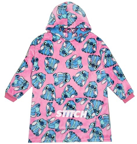 Disney Lilo & Stitch Girls Hoodie Reversible Oversized Soft Fleece Hoody (Lilo & Stitch - Reversible, One Size)