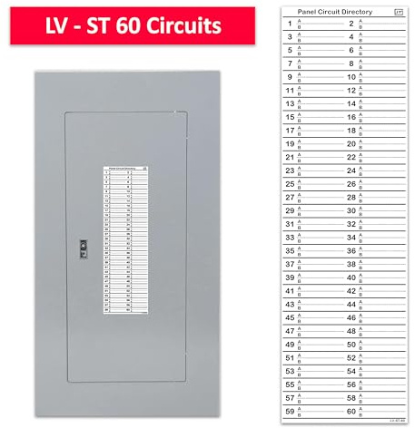 Littversions Standard 60 Circuits 2 Labels Vinyl Fuse Box Circuit Breaker Panel Directory Labels Stickers Decals for All Electrical Panel/Load Centers Waterproof