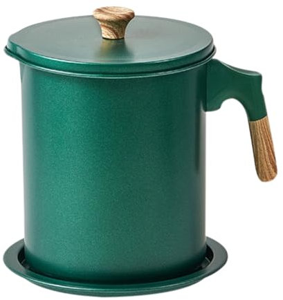 Generico Barattolo Separatore Grasso Con Setaccio Inox Filtro Particelle Alimentari 20x15 Cm Materiale Ferro Smaltato Antiaderente Facile Pulizia Colori Verde Accessorio Indispensabile Cucina