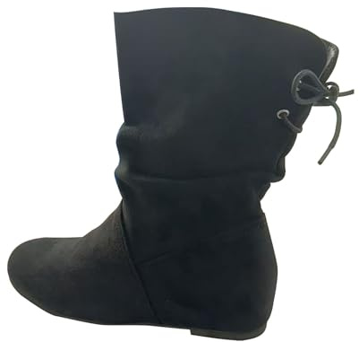 Generisch Stivaletti piatti da donna Stivali da cowboy da donna in pelle Stivali casual con lacci Stivali da donna tinta unita Stivaletti casual eleganti Stivali outdoor a mezza altezza Stivali
