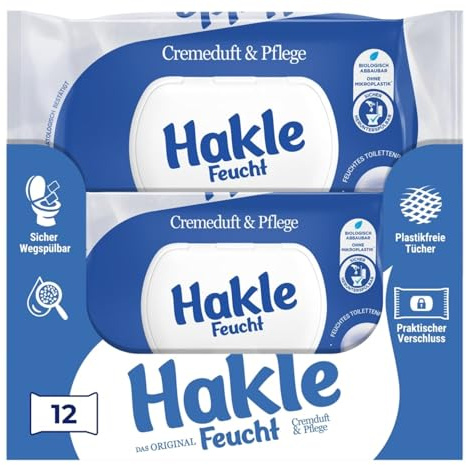 Hakle Feucht Cremeduft & Pflege – 12x42 Blatt, Sanfte Pflege und Gründliche Reinigung für Empfindliche Haut