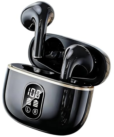 Horktrust Auriculares Inalámbricos Bluetooth 5.3, Cascos Bluetooth HiFi Estéreo con Pantalla LED, 30H Autonomía, Control Táctil, USB-C, Auriculares Sin Cable para Música, Llamadas, Trabajo y Deporte