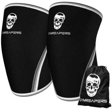 Knee Sleeves (1 Pair) Gym Bag - Knee Sleeve & Compression Brace for Squats, Weightlifting, Fitness, and Powerlifting - Gymreapers 7MM Sleeve Pair - For Men & Women - 1 Year Warranty B/W X-Large