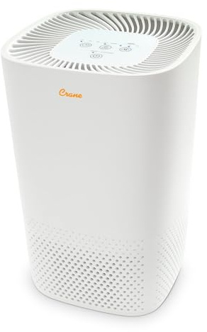 Crane Air Purifier with True HEPA Filter, UV Light, 250 Sq Feet Coverage, Timer Function, Sleep Mode, Washable Particle Filter, EE-5067