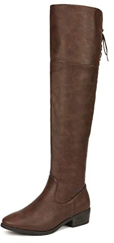 DREAM PAIRS Overknee-Oberschenkelhohe Stiefel für Damen mit bequemer Blockabsatz, spitzer Zehenbereich kniehohe damen stiefel winter herbst,Size 39,Braun,LEI