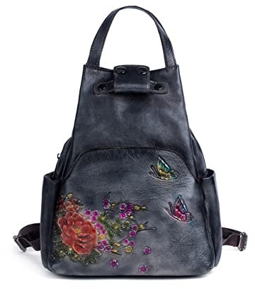 DokinReich Damen Rucksack Damen Stadtrucksack Leder süßer Lederrucksack Vintage Echt Leder (A)