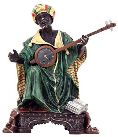 Statuetta di Vienna in bronzo - araba con corvo - Scultura musicale - timbro Bergmann Vienna - dipinta a mano - antico - vintage - altezza 15 cm - Orientale - Figura da collezione - Decorazione
