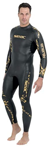 Seac Energy Traje Ultra elástico en Neopreno Suave SmoothSkin de 2mm para natación y Freediving, Hombres, Negro, XXL