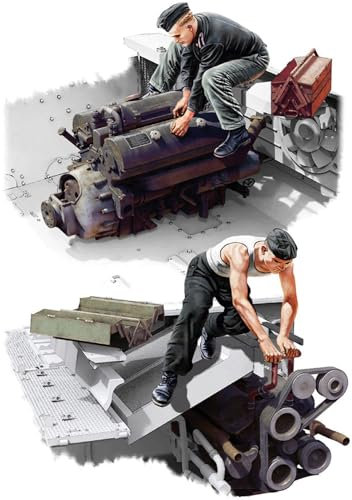 MiniArt 35331 1:35 Fig. Pz-Meachniker (2) Maybach HL120 - originalgetreue Nachbildung, Modellbau, Plastik Bausatz, Basteln, Hobby, Kleben, Modellbausatz, Zusammenbauen, unlackiert