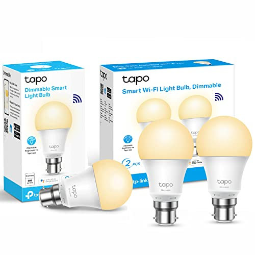 TP-LINK Tapo Smart Bulb, Smart Wi-Fi LED Light, B22, 8.7W, Works with Amazon Alexa(Echo and Echo Dot), Google Home, Dimmable Soft Warm White, No Hub Required - Tapo L510B(3-Pack)[Energy Class F]