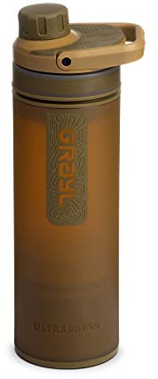 Grayl UltraPress Wasserfilter & Filterflasche für Wandern, Rucksackreisen und Reisen (Coyote Brown)
