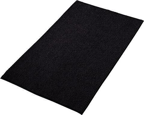 Decomira Badematte rutschfest | Als Badteppich Set kombinierbar | Badezimmer-Teppich Bad-Vorleger waschbar aus Chenille | Duschvorleger für Dusche, Badewannen, WC Deko | Schwarz - 70x120 cm