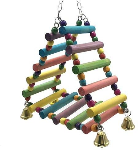 Haptufer 1 Stück Papageienspielzeug, Vogelschaukel, Klettern, Hängeleiter, Brücke, Regenbogenfarben, Haustier, Papagei, Ara, Hängematte, Vogelspielzeug, Einfach zu Bedienen mit Glocke