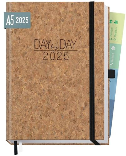 Häfft® Organizer Day by Day Deluxe 2025 A5 Kork 1 Tag 1 Seite - Tageskalender, Tagesplaner, Terminkalender, Terminplaner, Buchkalender - nachhaltig & klimafreundlich