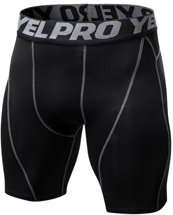 Ruowuhen Pantaloncini Compressione Uomo Pantaloni Corti Palestra Asciugatura Rapida e Traspiranti per Running Fitness Nero Grigio XL