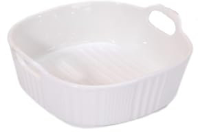 Kbotiques Rund Auflaufform aus Kratzfestem Keramik in Weiß für die Heißluftfritteuse | für die Zubereitung von Lasagne, Suppe, Tiramisu und mehr Fritteuse Zubehör (weiß, 650 ml)