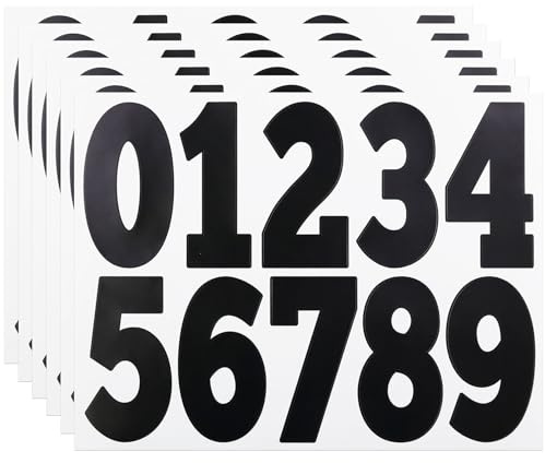 60 Pieces 4 Inch Large Number Stickers,Vinyl Waterproof Number Sticker for Mailbox, Outdoor, Trucks and Labels, 6 Sheets Black