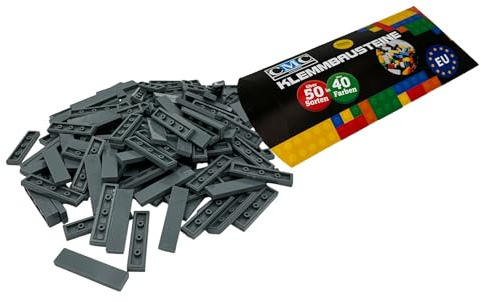 50 Klemmbausteine Fliesen Tiles Bausteine 1x4 Noppen mit Kompatibel bricks freie Farbenwahl (851 - Dunkelgrau)