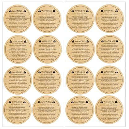 600pcs Kraft Candle Warning Labels Candle Jar Container Stickers 2 Inch-Wax Melting Safety Stickers Candle Safety Labels Candle Warning Decal for Candle Making DIY Candle Jars