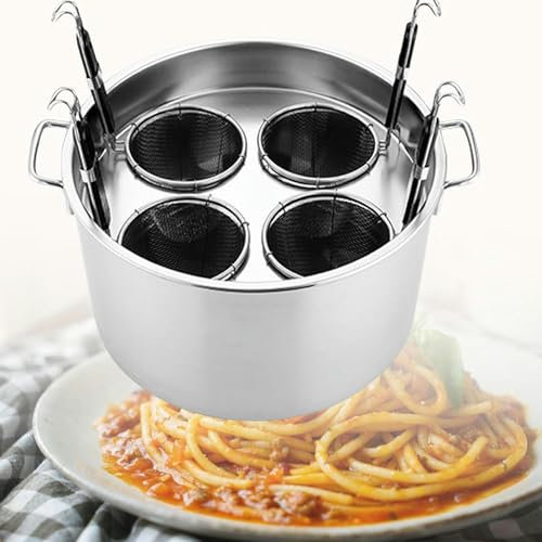 CQIKRWGWS Olla para Fideos con Revestimiento de 3, 4 y 5 Orificios, de Acero Inoxidable para Espaguetis (4 Orificios)
