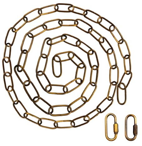 5.91ft 1.8m Antique Brass Effect Hanging Link Chain 2pcs 4mm Indoor Decor | Locking Crystal Candle Lamps Special Iron Chain Pendant Light Hardware Accessories for Hanging Plants All Kinds of Lamps