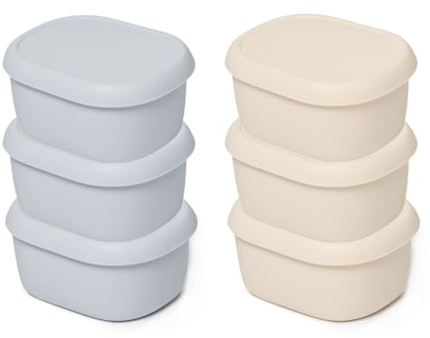 Pilikoll 6 Pezzi 200ml Set di Contenitori per Alimenti in Silicone Contenitori Ermetici per Alimenti Piccoli Piccole Vassoio per Alimenti in Silicone per Microonde, Congelatore, Lavastoviglie