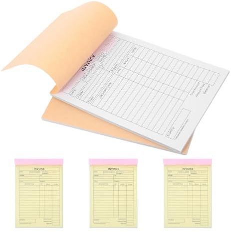 DOITOOL Carnet de commandes 5 pièces pour petites entreprises : Bloc de reçus 60 pages, 3 exemplaires autocopiants - Modèles de factures commerciales, carnet de formulaires, bloc-notes de commandes,