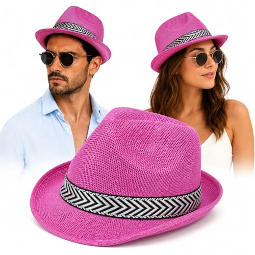 OTHERWISETRIVIAL Cappello Simil Paglia Unisex, Stile Panama e Fedora, per Spiaggia e Casual, Vari Colori e Modelli