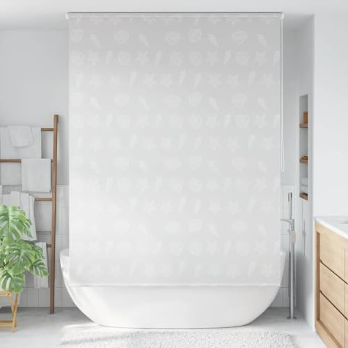 LoogCape Shower Roller Blind 160 x 240 cm with Starfish Pattern, Waterproof and Quick-Drying for Bathroom, Bath Curtain, Shower Enclosure, Privacy Screen, Easy Care, Attachment with Stainless Steel