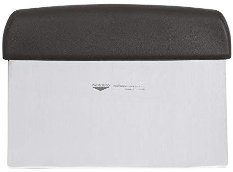 Paderno Raschia da Cucina Rettangolare Multiuso Inox 18/10, Manico in Polipropilene Nero-15 x 7,5 cm, Acciaio Inossidabile, Nero, 15 cm