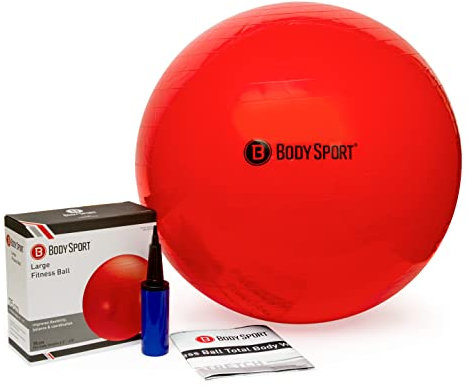 Body Sport 75cm Exercise Ball with Pump, Gym Equipment for Home or Office, Stability Fitness Ball, Pregnancy Ball, Core Strength Training Equipment