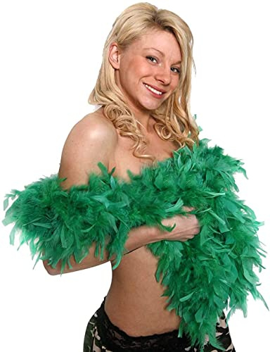 I LOVE FANCY DRESS BOA DE PLUME 80G ÉPAIS POULE NUIT ACCESSOIRE ROBE DE FANTAISIE FLAPPER BOAS DANS 10 COULEURS 1920 PLUMES BURLESQUES (VERT)