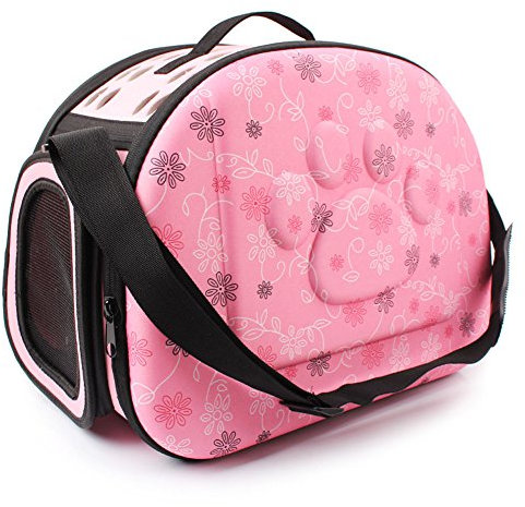 Yimidear Sac Transport pour Chien Chat Pliant Sac à Main Bandoulière Petit Respirant Pet Carrier Voyage De Plein air (Rose)