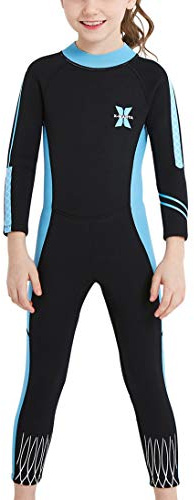 Wetsuits for Girls One Piece Diving Swimsuit Thermal Warm UV Protection Colorful Soft Swimwear Black XL