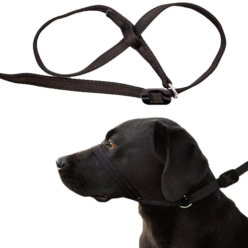 Gencon - Large Anti Pull Dog Headcollar - Trainer Approved - Soft & Gentle Control - Practical Dog Training & Behaviour Aid - Left Hand - UK Made - Doesn't Include Lead - Black