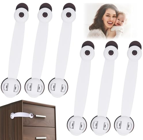 Vicloon Blocca Cassetti Per Bambini, 6 Pezzi Bambino Chiusure di Sicurezza Armadio con 3M Adesivo, Serrature di Sicurezza per Bambini Per Porta Cassetto Frigo Frigoriferi Frigorifero (Marrone)